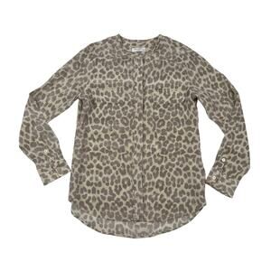 Equipment Femme 100% Silk Leopard Print Button Up Blouse Minimalism Workwear M